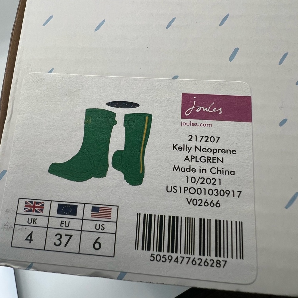 Joules Women's KELLY Neoprene Waterproof Welly Rain Boots Sz EU 37 US 6 Green - Picture 5 of 12